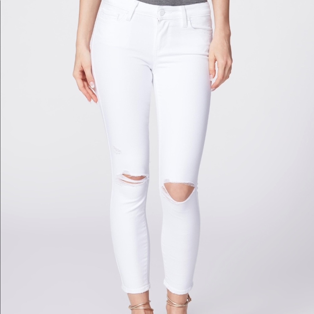 PAIGE white ripped skinny jean crop 26